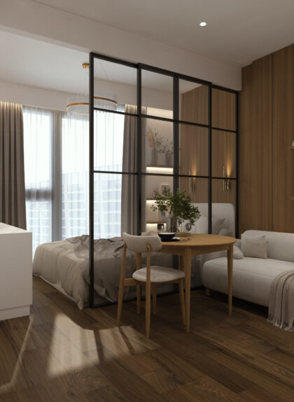 Дизайн прихожей и кухни гостиной